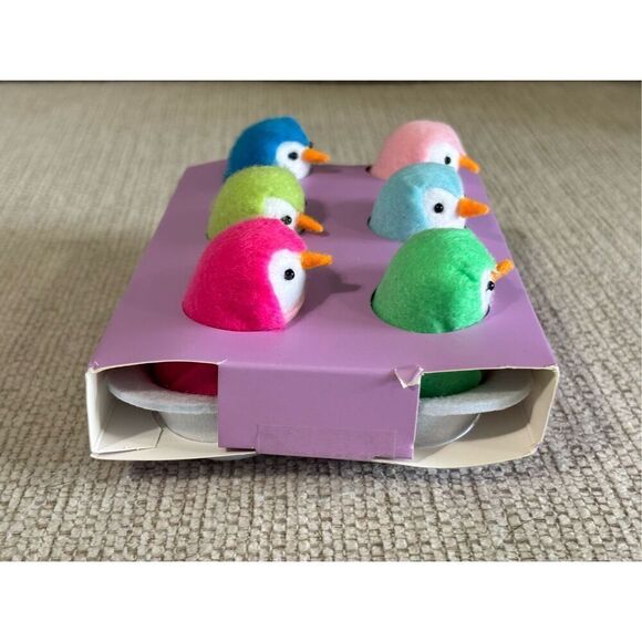 SPRITZ Featherly Friends SET of 6 Mini Fabric Bird in Felt Easter Egg Carton NEW - Picture 8 of 8